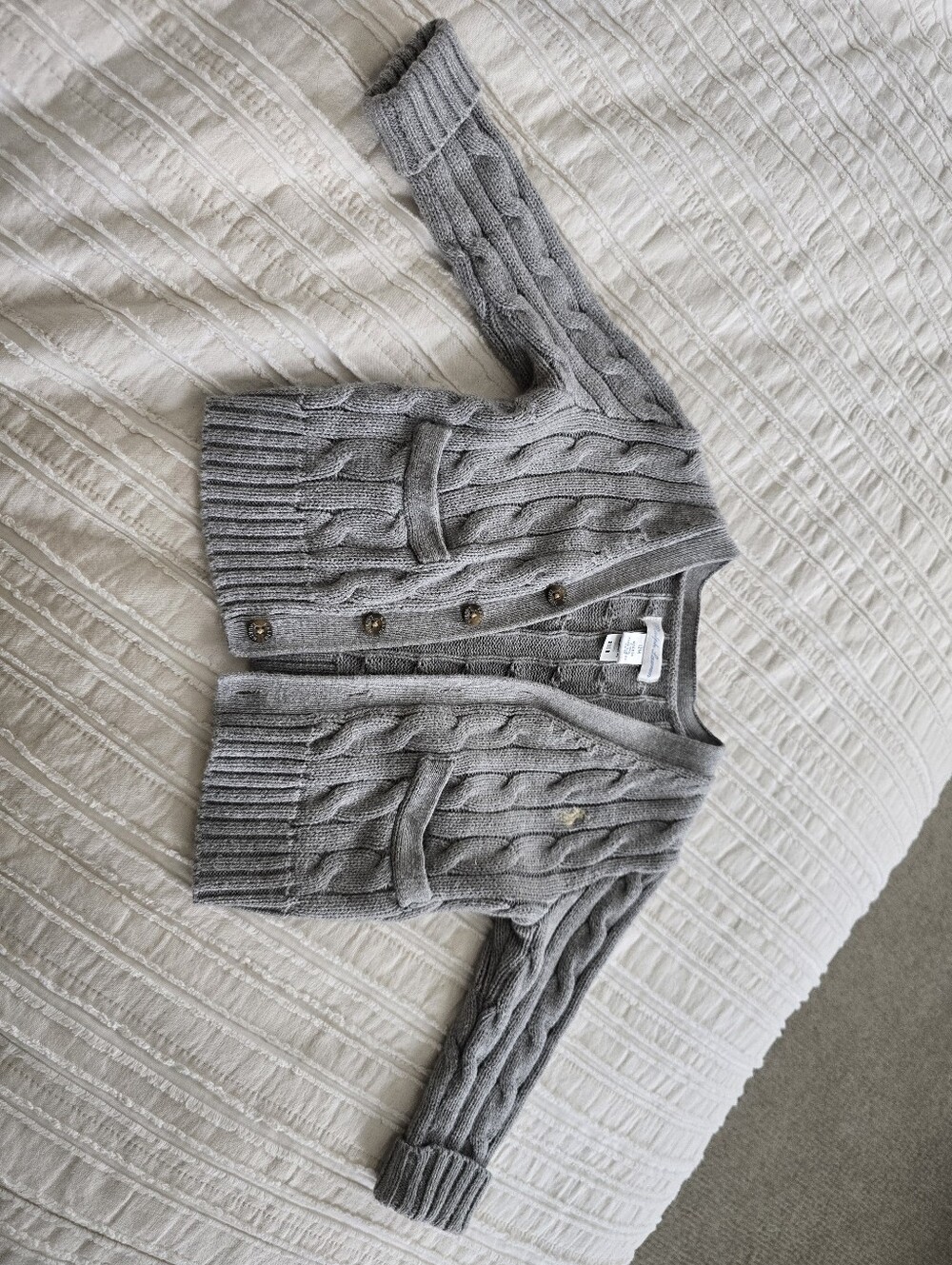 Ralph Lauren kids Light Gray Cable Knit Cardigan